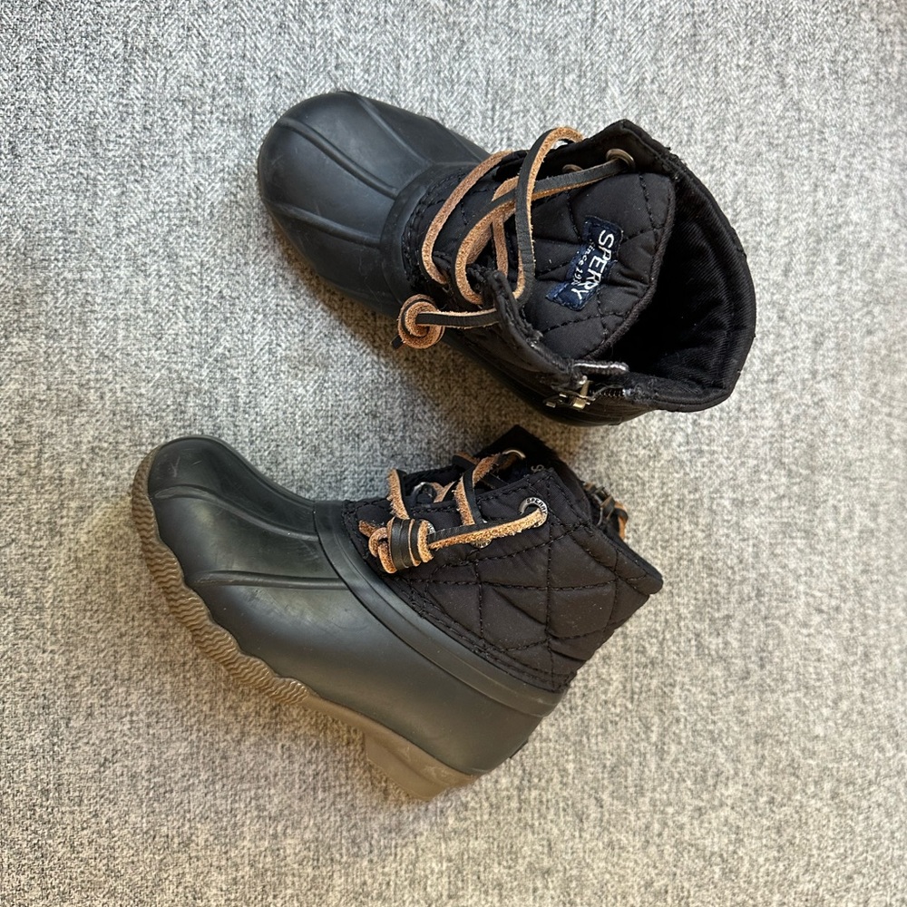 Little Kid (6)- Sperry’s Nylon Insulated Quilted Duck Boots - Black